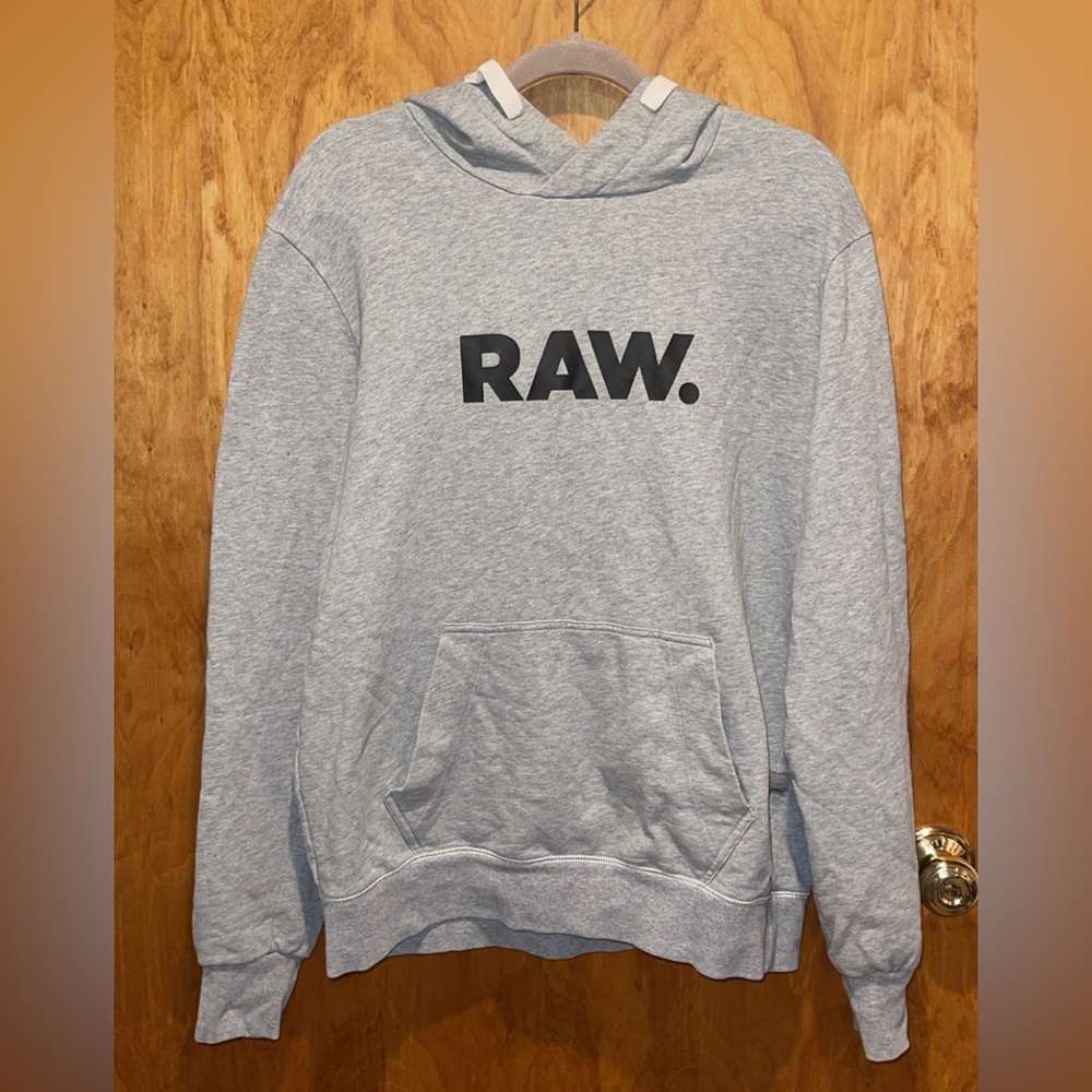 G-Star Raw Unisex Gray With Black Font Hoodie Size XL